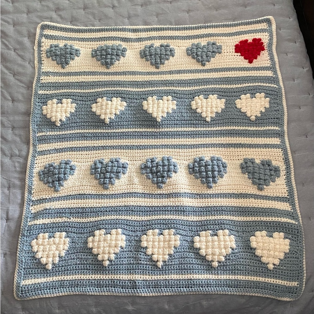 Handmade Crochet Heart Blanket